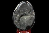 Septarian Dragon Egg Geode - Black Crystals #88327-1